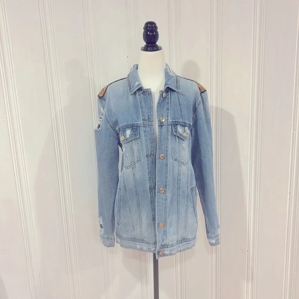 ONLY Great oversized sequin jean jacket - Picture 2 of 4